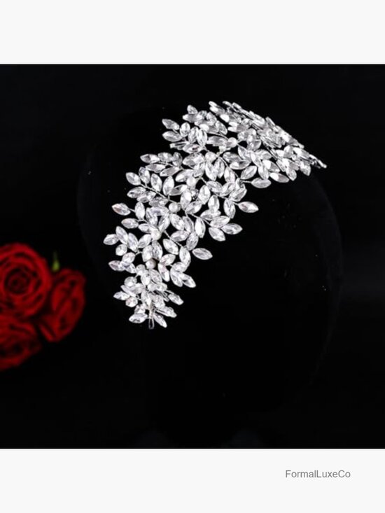 Handmade Rhinestone Bridal Headpiece Silver Hair Accessory Wedding Crown main image 4